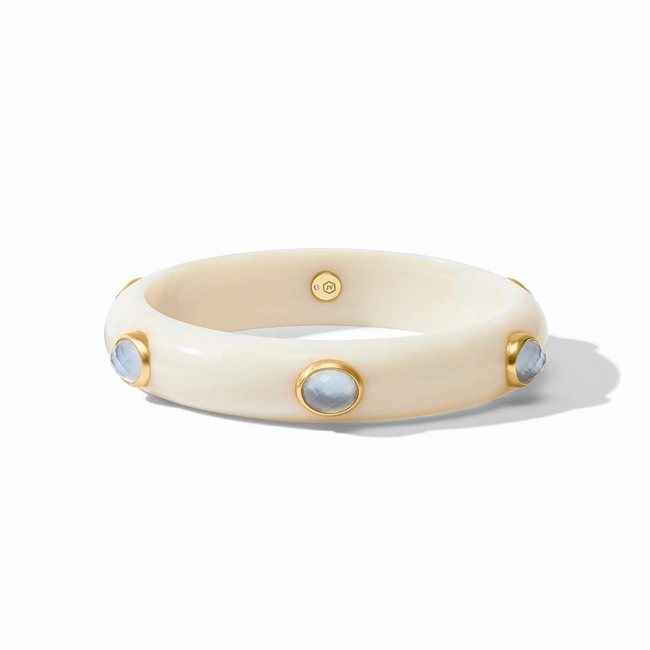 Julie Vos Gold Iridescent Chalcedony Blue Carnaby Stone Bangle Medium