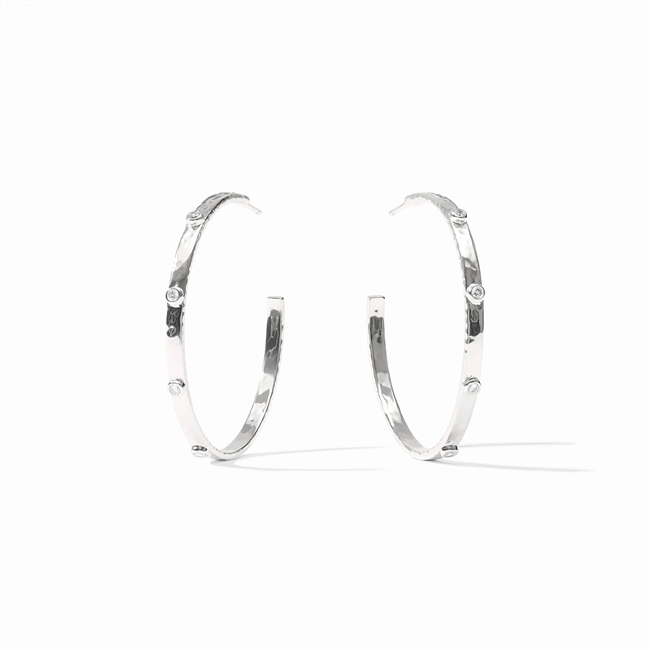 Julie Vos Silver Cubic Zirconia Crescent Stone Hoop Large