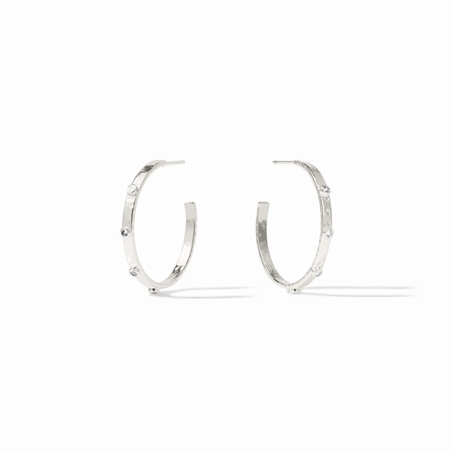 Julie Vos Silver Cubic Zirconia Crescent Stone Hoop Medium