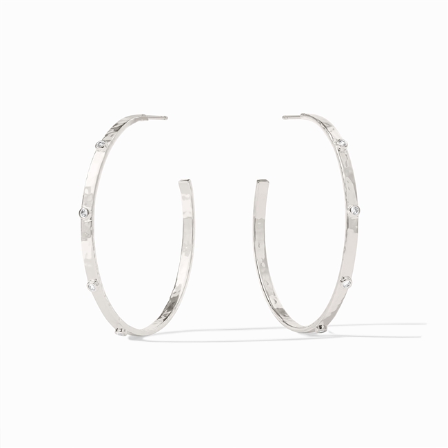 Julie Vos Silver Cubic Zirconia Crescent Stone Hoop Extra Large