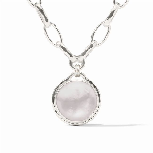 Julie Vos Silver Iridescent Clear Crystal Solara Statement Necklace