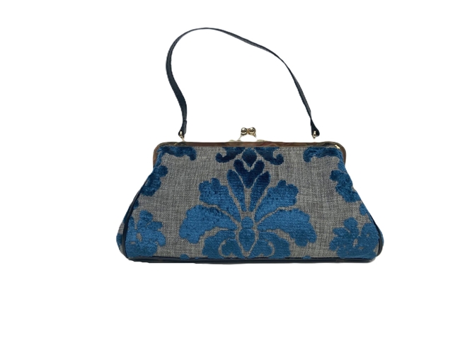 Jackie Relaxed Blue Chenille Mosaic on Black Denim