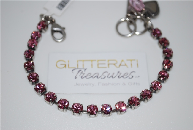 Mariana 8" Rose Swarovski Crystal Tennis Bracelet Silver Plated