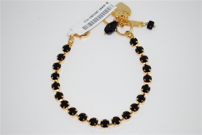 Mariana 8" Jet Swarovski Crystal Tennis Bracelet Yellow Gold Plated