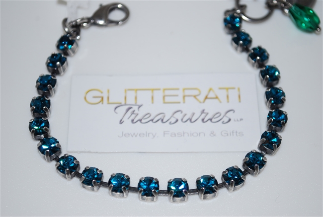 Mariana 8" Blue Zircon Swarovski Crystal Tennis Bracelet .925 Silver Plated