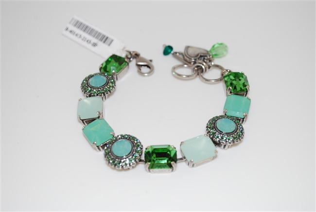 Amazing Mariana 8" Statement Bracelet with Green Swarovski Crystals from the Fern Collection and .925 Silver Plated