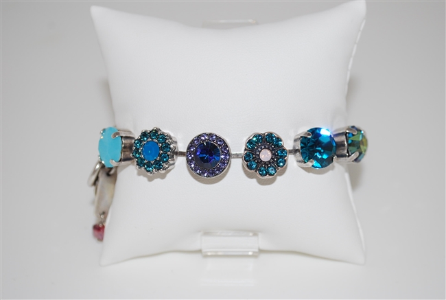 Mariana "Sophia" 8" Statement Flower Bracelet from the Peacock Collection with  Rhodium Plating