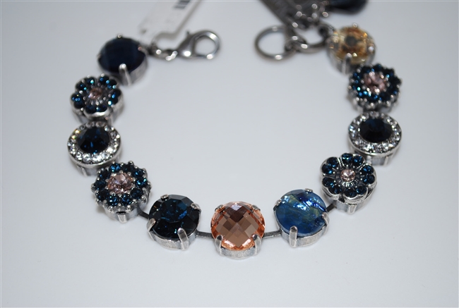 Mariana "Sophia" 8" Statement Flower Bracelet from the Ocean Collection with Swarovski Crystals and .925 Silver Plated