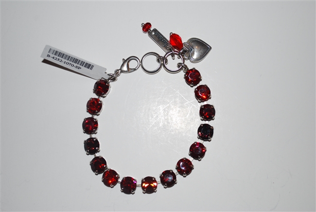 Mariana "Bette" 8" Lady in Red Tennis Bracelet with .925 Silver Plated