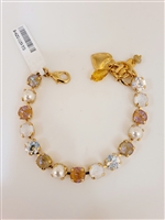 Mariana "Bette" 8" Crystal Tennis Bracelet with Butter Pecan Crystals with Yellow Gold Plating