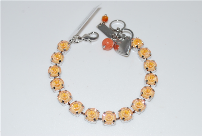Mariana "Bette" 8" Crystal Tennis Bracelet with Sun Kissed Peach Swarovski Crystals from with Rhodium Plating