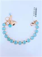 Mariana "Bette" 8" Crystal Tennis Bracelet with Aqua Sun Kissed Crystals with Yellow Gold Plating