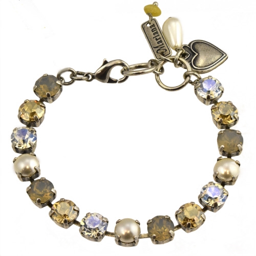 Mariana "Bette" 8"  Champagne and Caviar Collection Swarovski Crystal Tennis Bracelet .925 Silver Plated