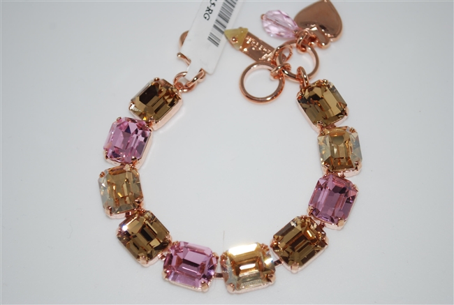 Mariana 8" Bracelet with Rectangular Swarovski Stones set in Rose Gold Plating