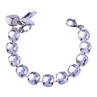 Large Everyday Round Bracelet "Checkerboard Clear" Rhodium Plating
