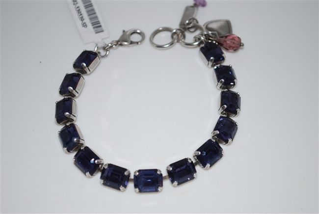 Mariana Rectangular Cut Crystal Bracelet with Tanzanite Crystal .925 Silver Plated
