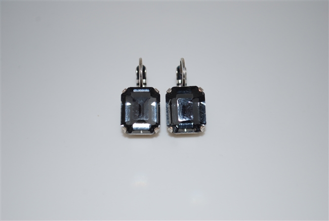 Mariana Black Diamond Emerald Cut Earrings with Swarovski Crystals and .925 Silver Plated