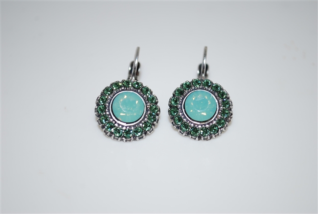 Mariana Statement Earrings with Green Swarovski Crystals from the Fern Collection and .925 Silver Plated