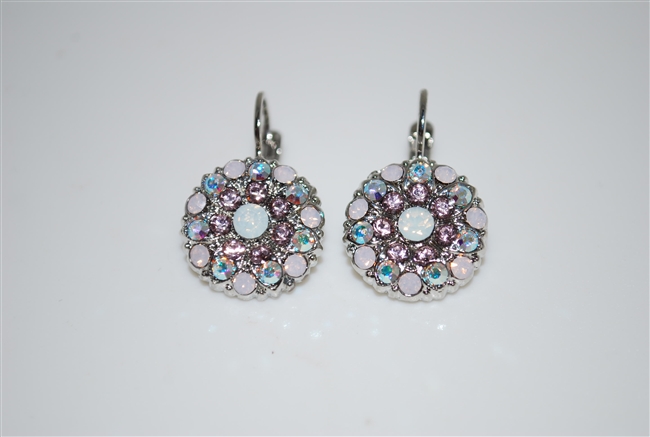 Mariana Guardian Earrings with Rosewater, Clear AB, and White Opal Crystals and Rhodium Plating