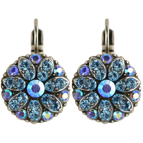 Mariana Guardian Earrings with Aquamarine Swarovski Crystals and .925 Silver Plated.