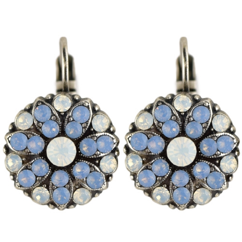 Mariana Guardian Earrings with White Opal and Blue Opal Swarovski Crystals and .925 Silver Plated