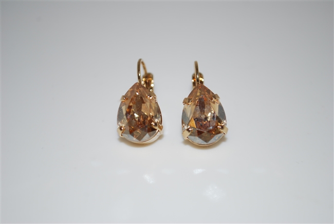 Teardrop Earrings with Champagne Golden Shadow Swarovski Crystals Rose Gold Plated