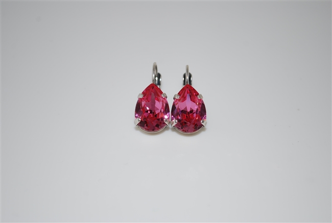 Teardrop Earrings with Rose Swarovski Crystals Silver Plated