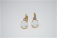 Mariana "Audrey" Round Drop Earrings with clear and white opal Crystals with gold plating