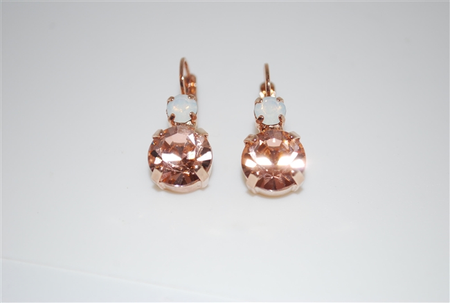 Mariana Audrey Earrings with white opal and moonlight Swarovski Crystals with rose gold plating
