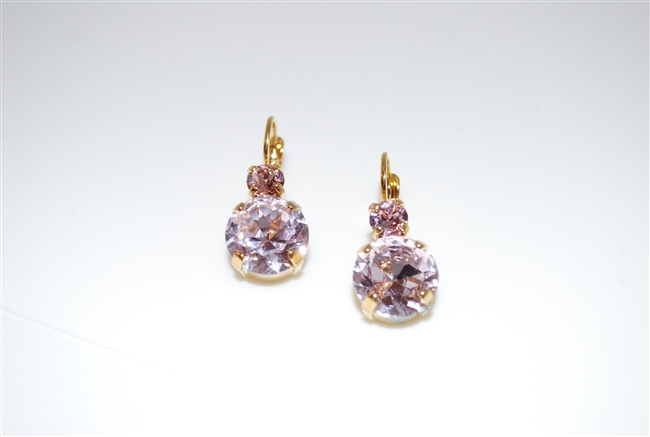 Mariana "Audrey" Round Drop Earrings with Antique Rose Swarovski Crystals with Gold Plating