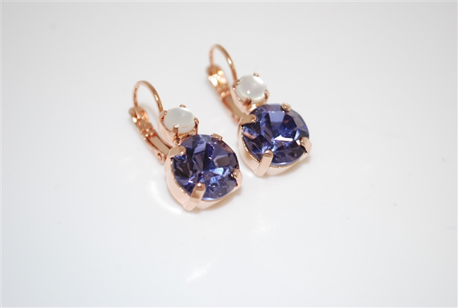 Mariana "Audrey" Round Drop Earrings from the Purple Rain Collection Rose Gold Plated