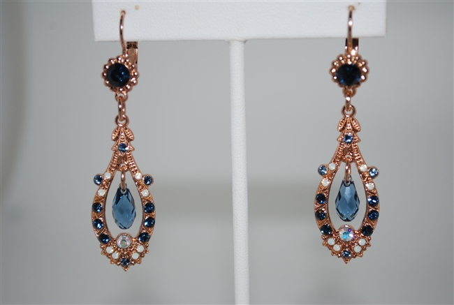 Mariana Statement Earrings from the Mood Indigo Collection with Crystals and Rose Gold Plated