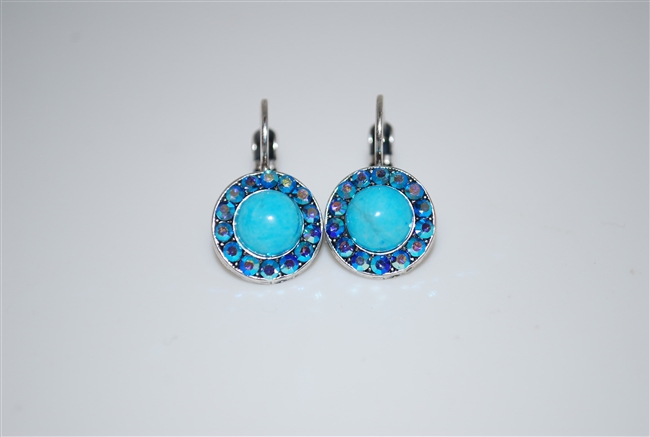 "Sophia" Style Earrings with Turquoise and Swarovski Crystals in .925 Silver Plating