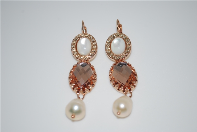 Mariana Statement/Bridal Earrings from the Barbados Collection with Swarovski Crystals and Rose Gold Plated