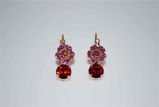 Mariana Dainty Flower Earrings with Swarovski Crystals from the Firefly Collection in Rose Gold Plating