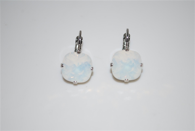 Mariana White Opal Cushion Cut Earrings in Rhodium Plating