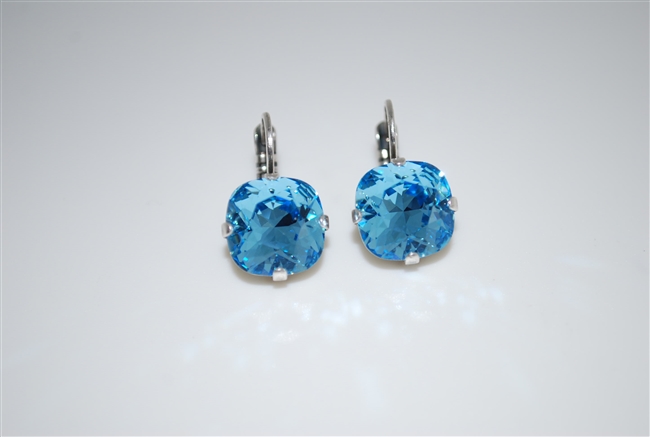 Mariana "Bijou" Drop Earrings with Aquamarine Swarovski Crystals in .925 Silver Plated