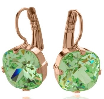 Mariana "Bijou" Drop Earrings with Chrysolite Green Swarovski Crystals with Rose Gold Plating