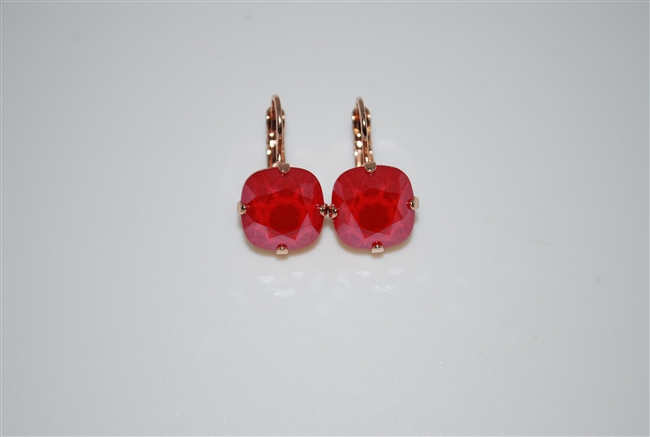 Mariana "Bijou" Drop Earrings with Red Shadow Swarovski Crystals with Rose Gold Plating