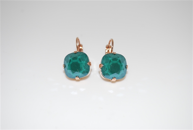 Mariana "Bijou" Drop Earrings with Green Swarovski Crystals with Rose Gold Plating from the Fern Collection