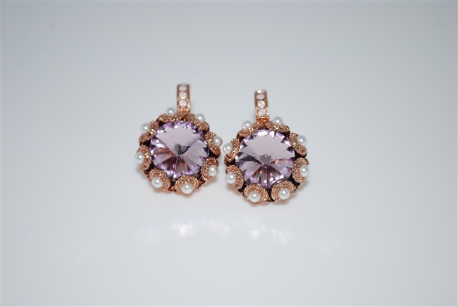 Mariana "XOXO" Large Rivioli Crystal Earrings from the Antigua Collection in Rose Gold Plating