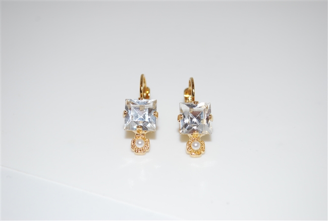 Mariana Princess Cut Earrings from the Champagne and Caviar Collection with Yellow Gold Plating