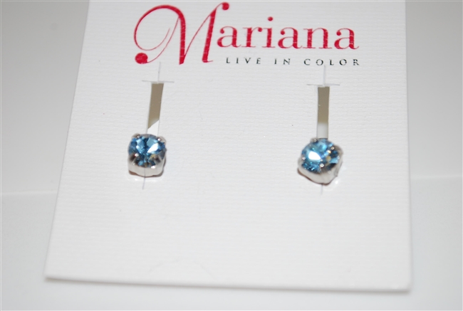 Mariana Studs with Small Swarovski Aquamarine Crystal and .925 Silver Plated