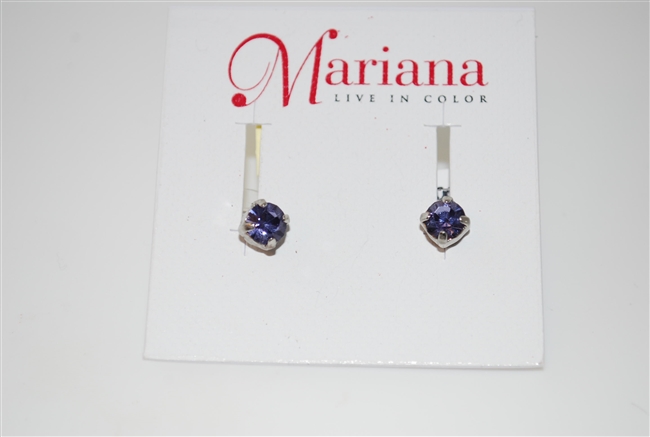 Mariana Studs with Small Crystal Tanzanite and .925 Silver Plated