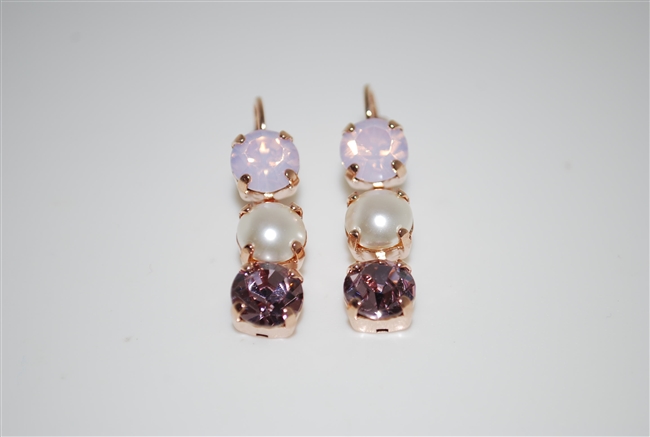 Mariana Triple Tier Style Earrings from the Jamaican Collection in Rose Gold Plating