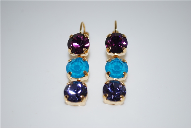 Mariana Triple Tier Style Earrings from the Peacock Collection in Yellow Gold Plating