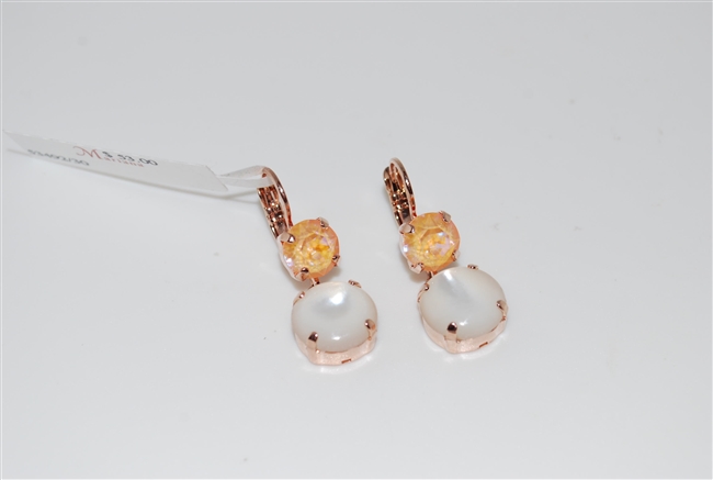 Mariana Double Dangling Earrings from the Sweet Pea Collection in Rose Gold Plating