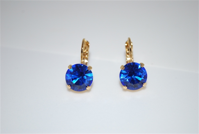 Mariana earrings with Sapphire Crystals and Yellow Gold Plated