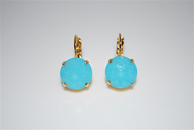 Mariana "Monarch" earring with Light Aqua Opal Swarovski Crystals and Yellow Gold Plated