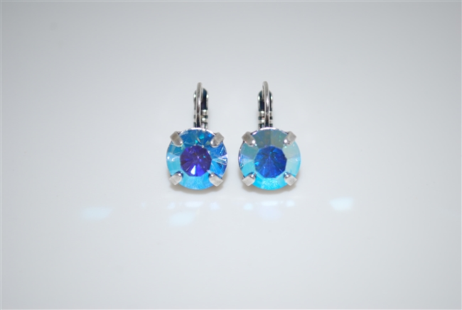 Mariana "Monarch" earring in Light Sapphire Aurora Borealis and .925 Silver Plated